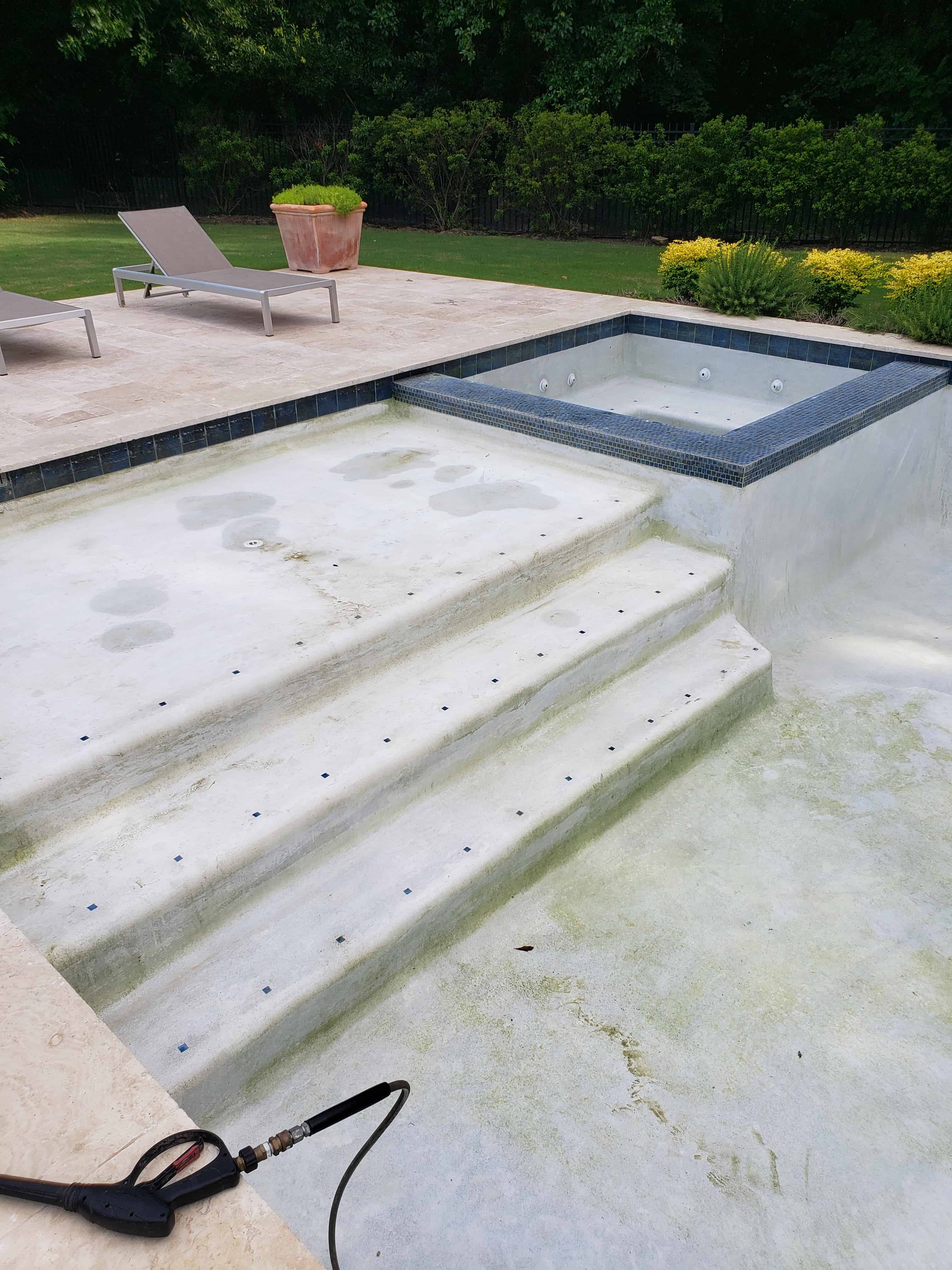Empty pool Steps gunite pool repair